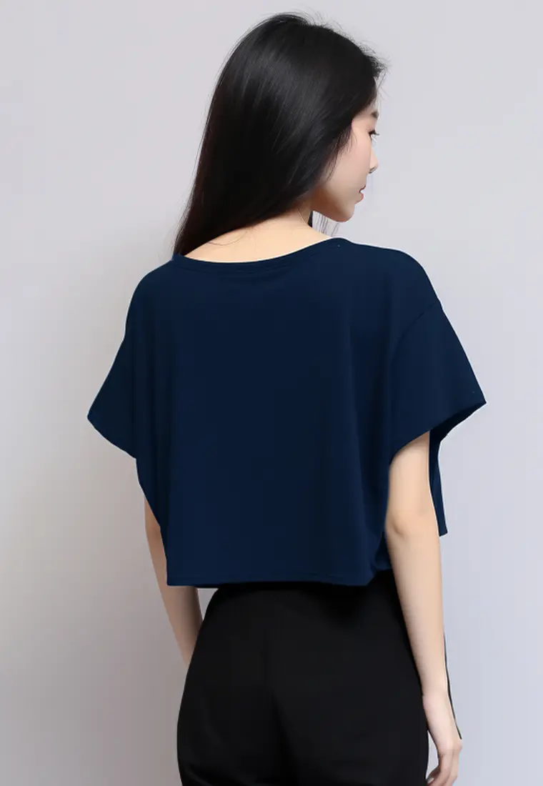 LTG34 Kaos gambar bunga mawar oversize olc "share the love" navy