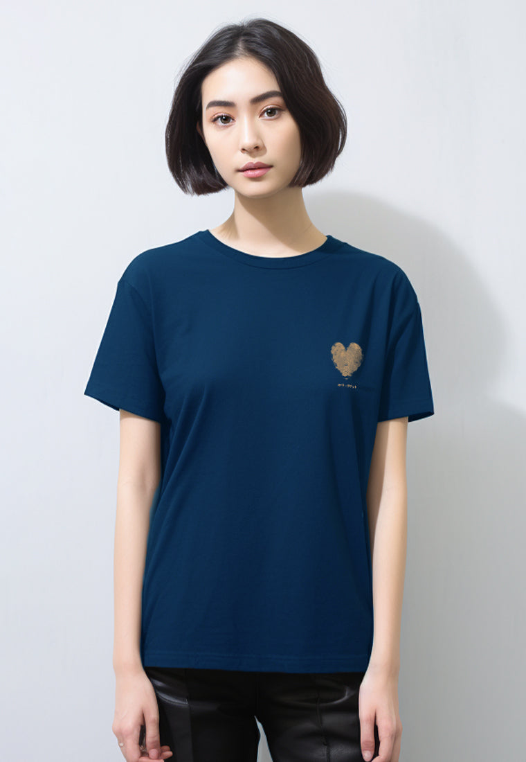 LTG70 kaos couple pasangan keren wanita lengan pendek instacool "heart scribble" navy