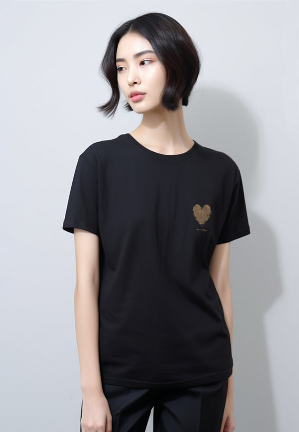 LTG71 kaos couple pasangan keren wanita lengan pendek instacool "heart scribble" hitam