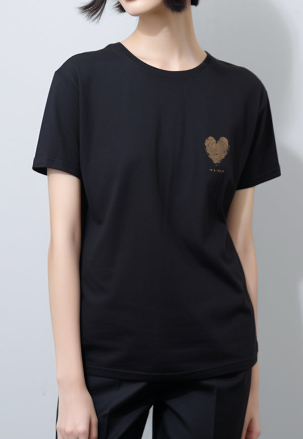 LTG71 kaos couple pasangan keren wanita lengan pendek instacool "heart scribble" hitam