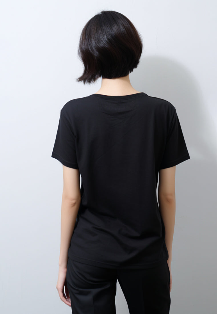 LTG71 kaos couple pasangan keren wanita lengan pendek instacool "heart scribble" hitam