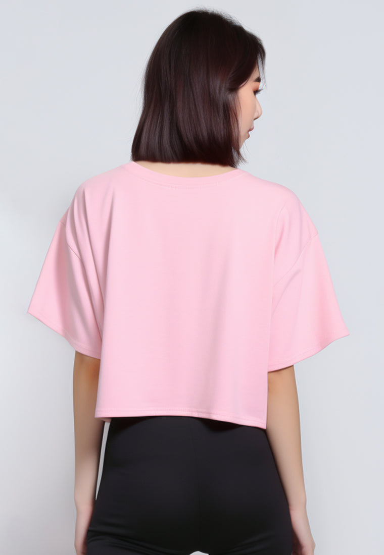 LTG75 kaos crop oversize "shine" light pink