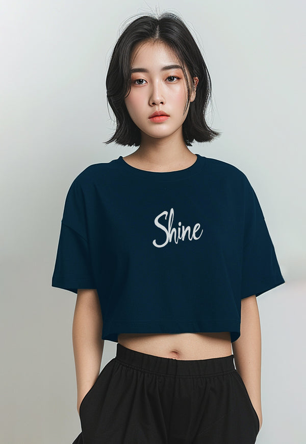 LTG76 kaos crop oversize "shine" navy