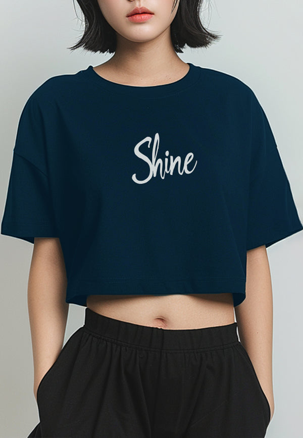 LTG76 kaos crop oversize "shine" navy