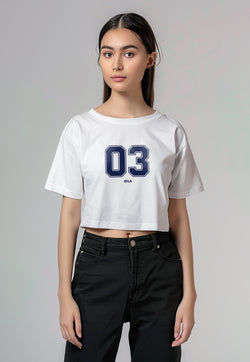LTG95 Kaos Crop Wanita 03 Putih OLC