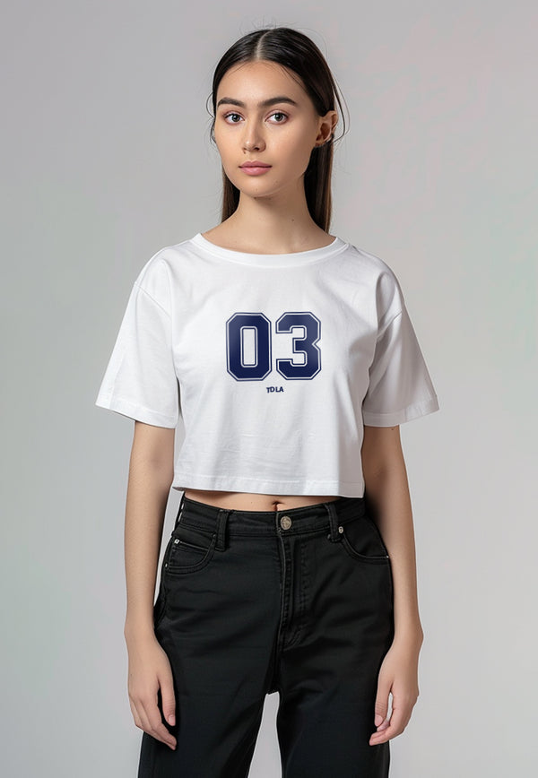LTG95 Kaos Crop Wanita 03 Putih OLC