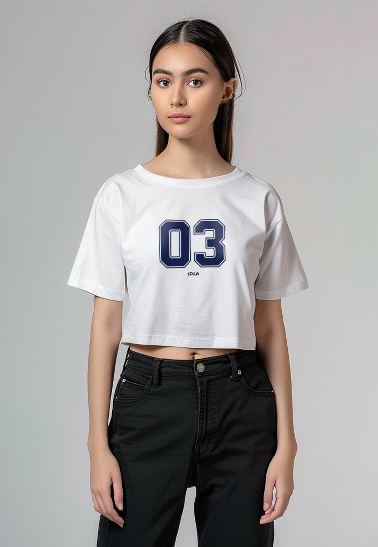 LTG95 Kaos Crop Wanita 03 Putih OLC