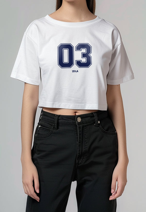 LTG95 Kaos Crop Wanita 03 Putih OLC