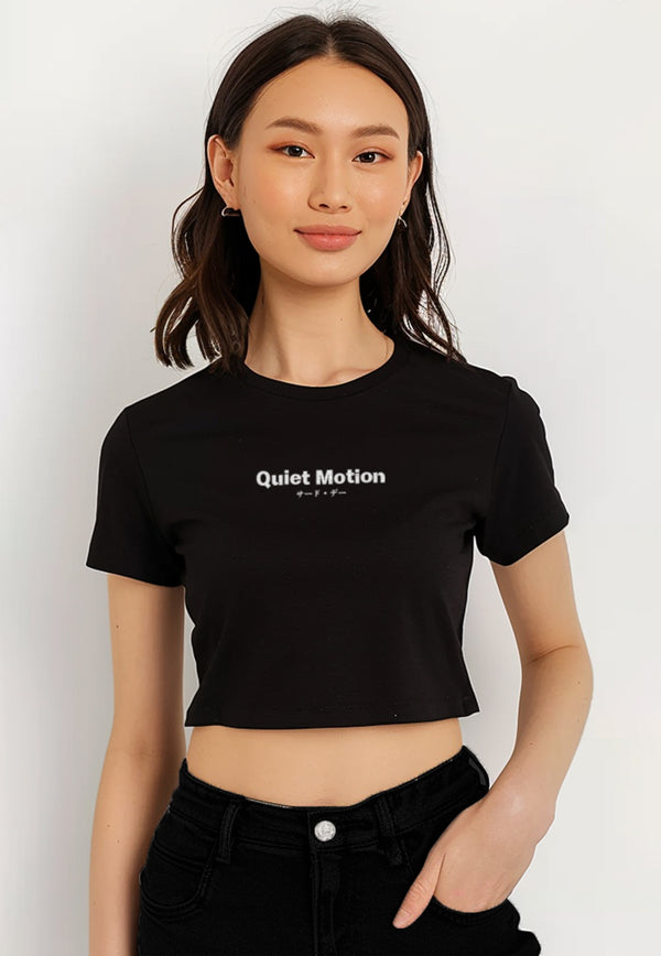 LTH01 Kaos Crop Wanita RCP Quiet Motion Hitam