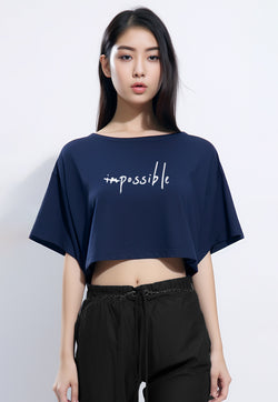 LTH04 Crop Top OLC Wanita "im possible" navy