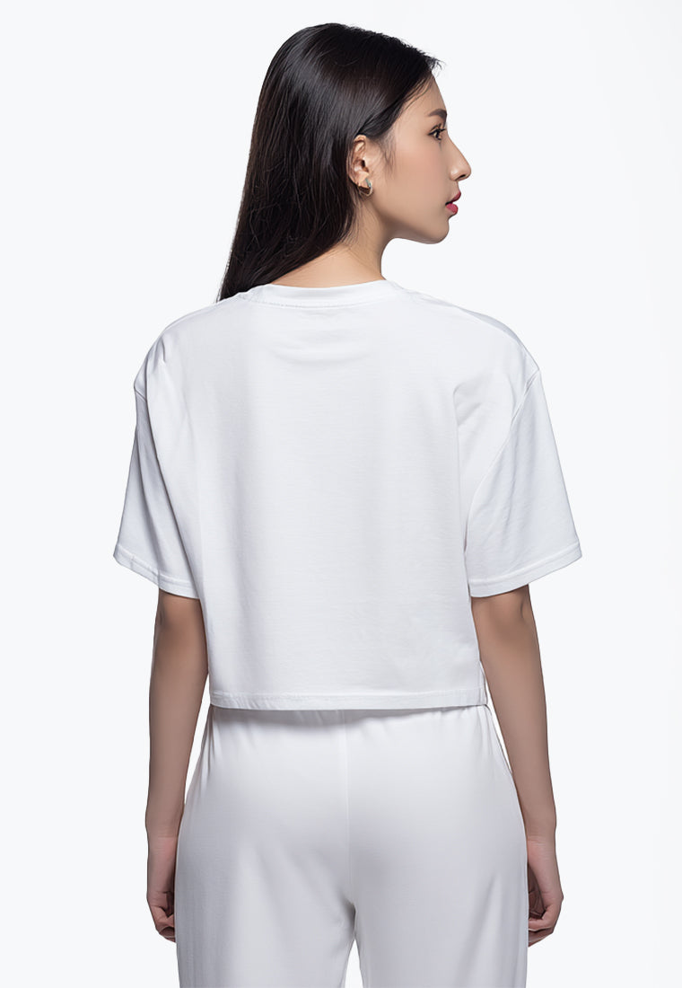 LTH10 Kaos Crop Top Oversize OLC "paris" putih