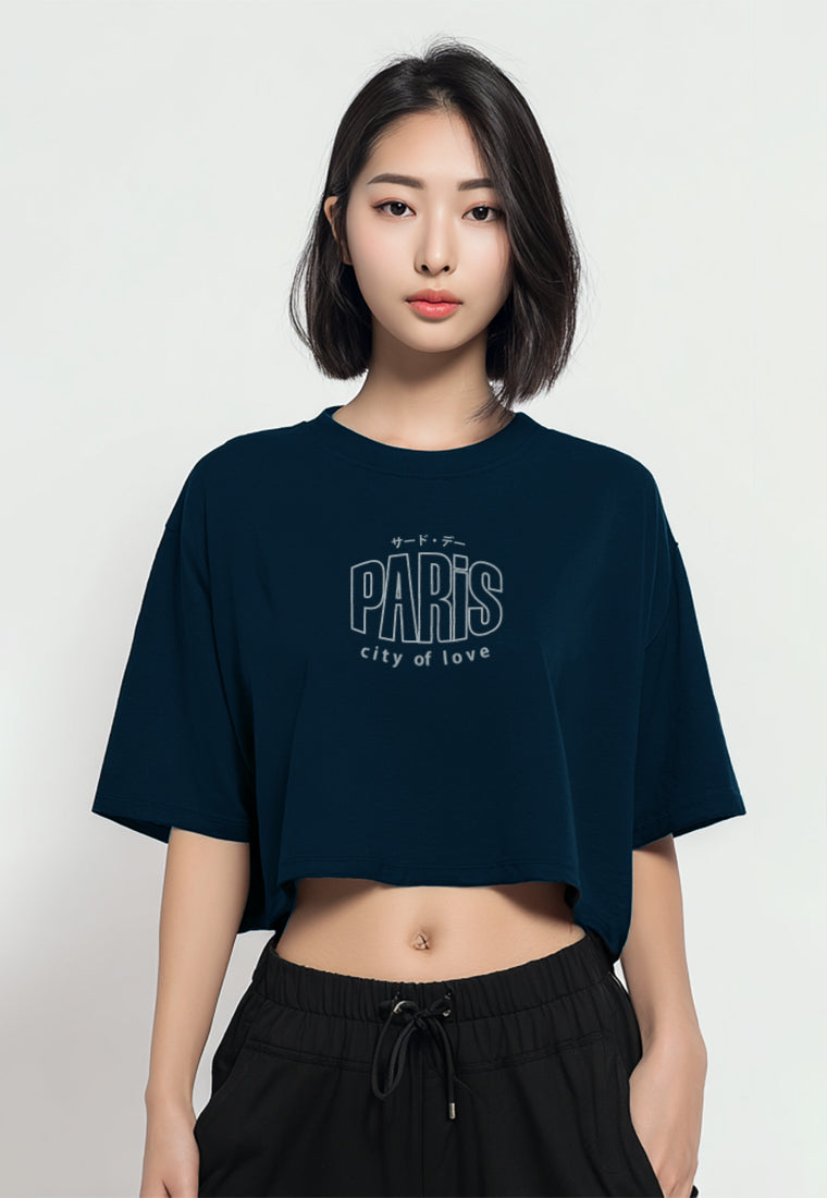 LTH11 Kaos Crop Top Oversize OLC "paris" navy