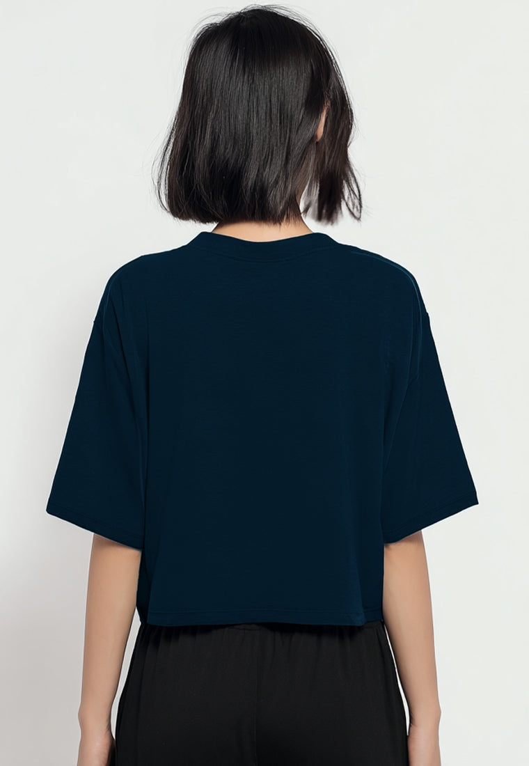 LTH11 Kaos Crop Top Oversize OLC "paris" navy