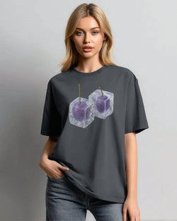 LTH14 kaos oversize wanita dark grey washing efek grunge "iced grape"
