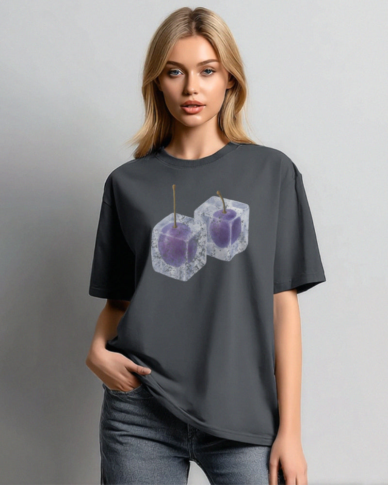 LTH14 kaos oversize wanita dark grey washing efek grunge "iced grape"