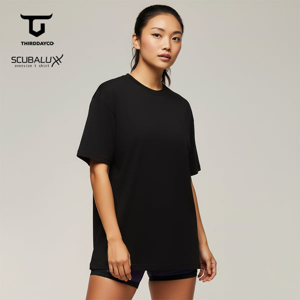 LTH16 Kaos Cewek Oversize Gym "happy lifter club” scubalux hitam