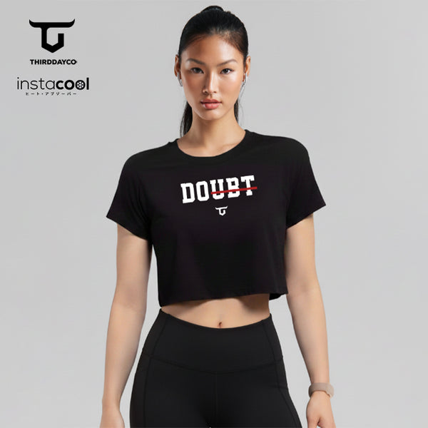 LTH19 Crop Top Gym RCP Wanita Instacool "doubt" hitam