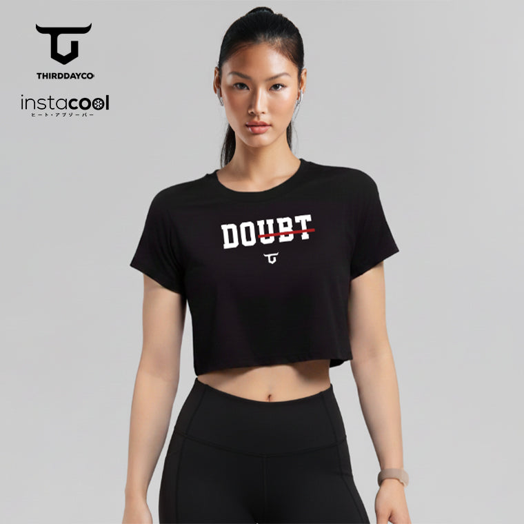 LTH19 Crop Top Gym RCP Wanita Instacool "doubt" hitam