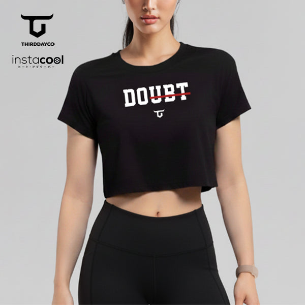 LTH19 Crop Top Gym RCP Wanita Instacool "doubt" hitam