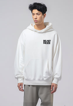 MOB16 Hoodie Pria Premium ScubaLux Adem "beast mode" putih