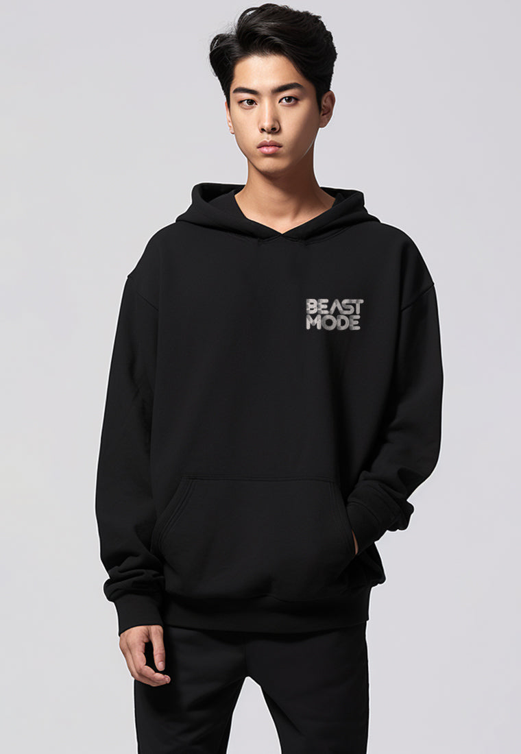 MOB17 Hoodie Pria Premium ScubaLux Adem "beast mode" hitam