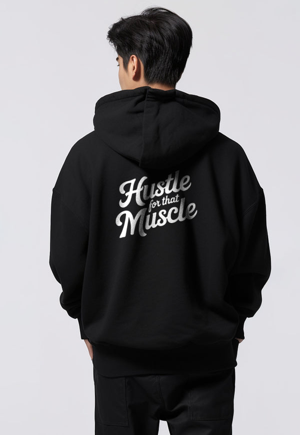 MOB19 Hoodie Pria Premium ScubaLux Adem "hustle muscle" hitam