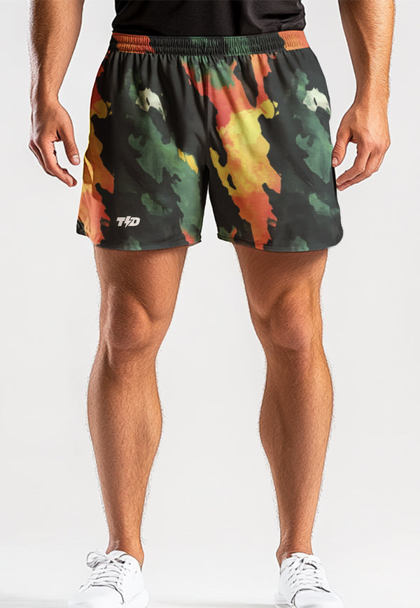 MB111 Celana pendek Td Bolt stretch olahraga motif "hijau orange abstract" AirStretch