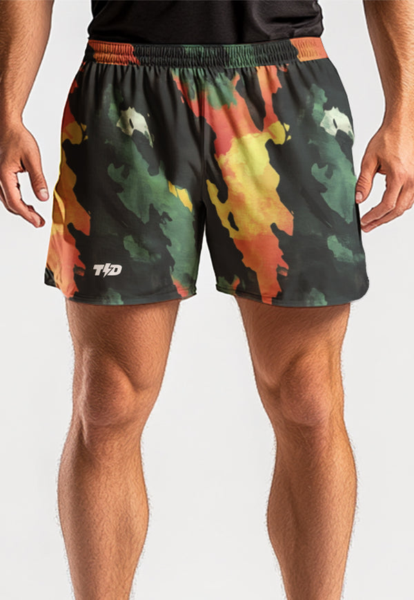 MB111 Celana pendek Td Bolt stretch olahraga motif "hijau orange abstract" AirStretch