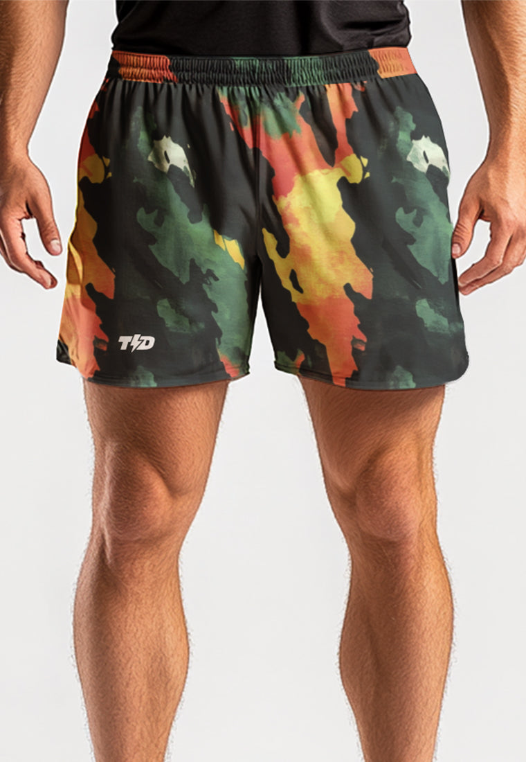 MB111 Celana pendek Td Bolt stretch olahraga motif "hijau orange abstract" AirStretch