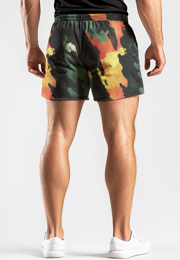 MB111 Celana pendek Td Bolt stretch olahraga motif "hijau orange abstract" AirStretch