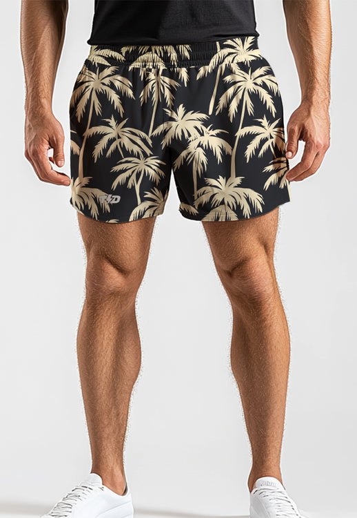 MB112 Celana pendek Td Bolt stretch olahraga motif coconut tress black cream AirStretch