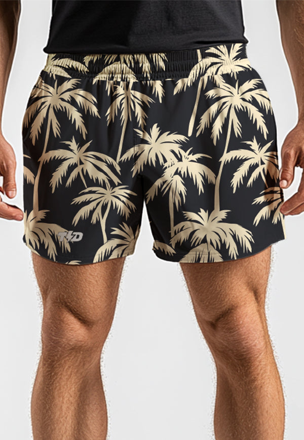MB112 Celana pendek Td Bolt stretch olahraga motif coconut tress black cream AirStretch