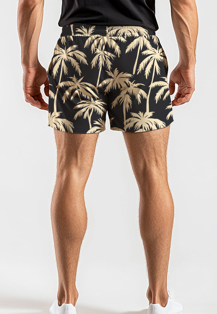 MB112 Celana pendek Td Bolt stretch olahraga motif coconut tress black cream AirStretch