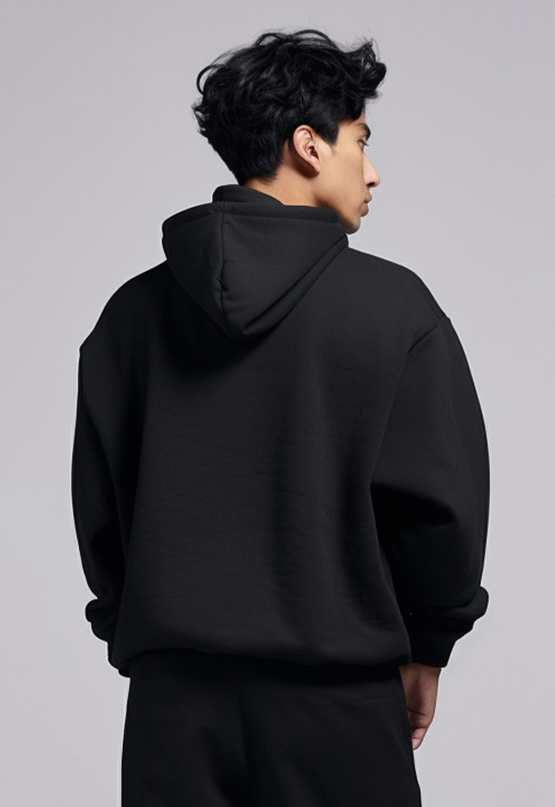 MOA49 Hoodie Pria Premium ScubaLux Adem "katakana rib" hitam