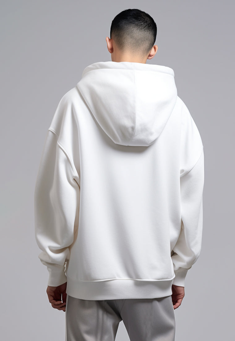 MOA83 Hoodies Premium ScubaLux Anti Kusut Waterproof "Katakana Paragraph" Putih
