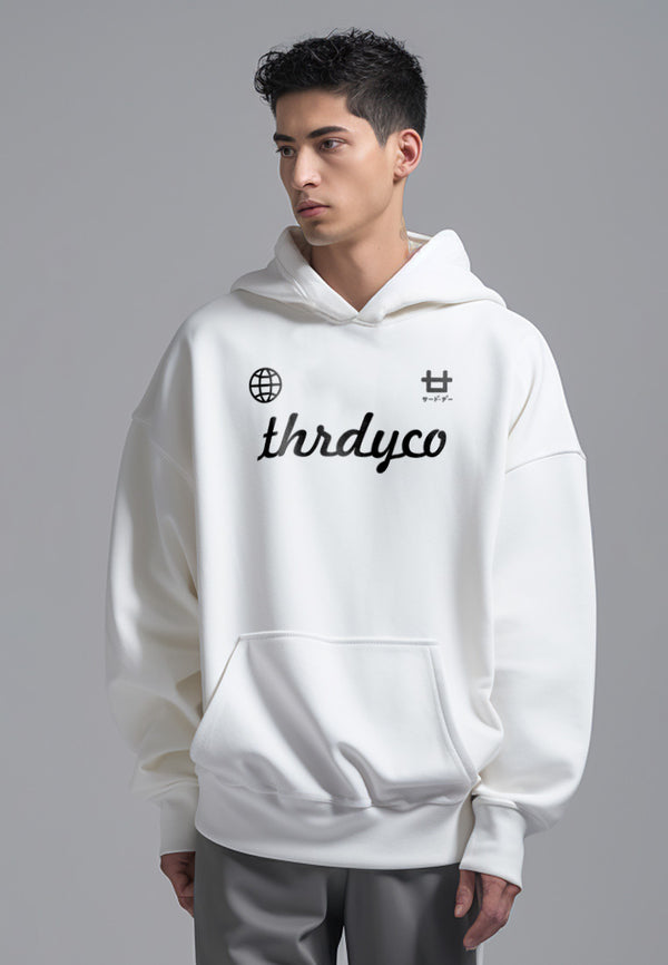 MOA99 Hoodies Oversize ScubaLux Bahan Scuba Adem "thirdday world logo" putih