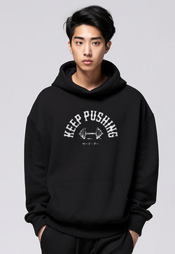 MOB10 Hoodie Oversize ScubaLux "keep pushing" hitam