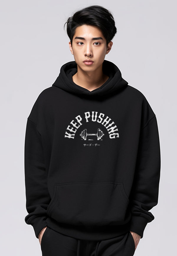 MOB10 Hoodie Oversize ScubaLux "keep pushing" hitam