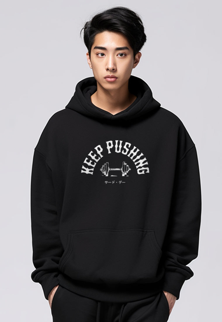 MOB10 Hoodie Oversize ScubaLux "keep pushing" hitam