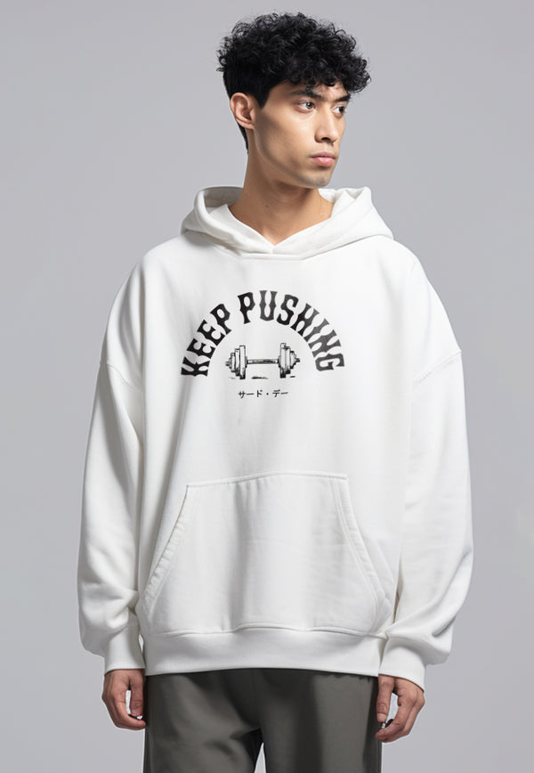 MOB11 Hoodie Oversize ScubaLux "keep pushing" putih