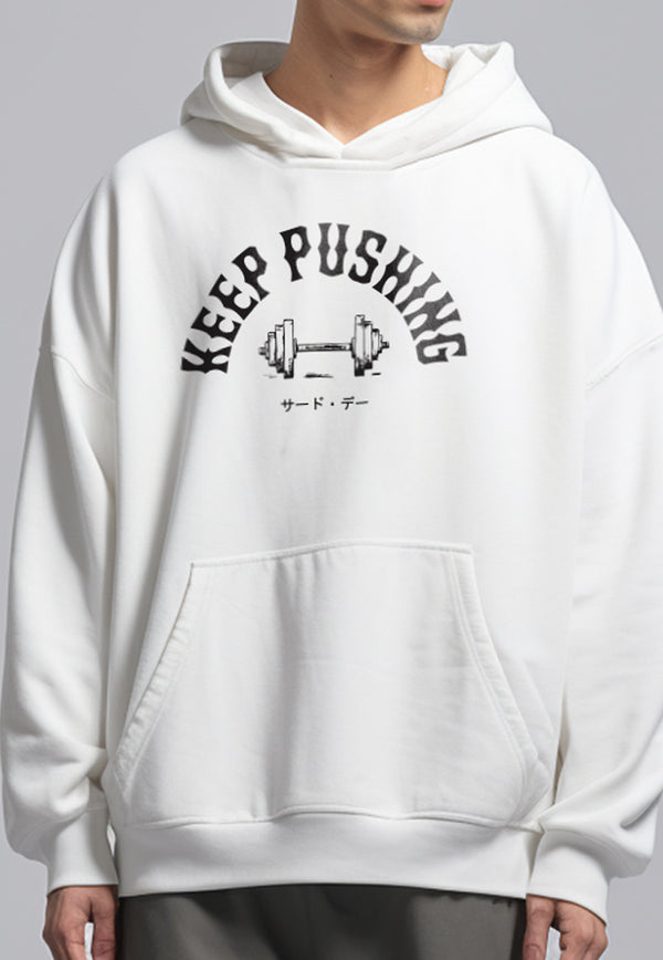 MOB11 Hoodie Oversize ScubaLux "keep pushing" putih