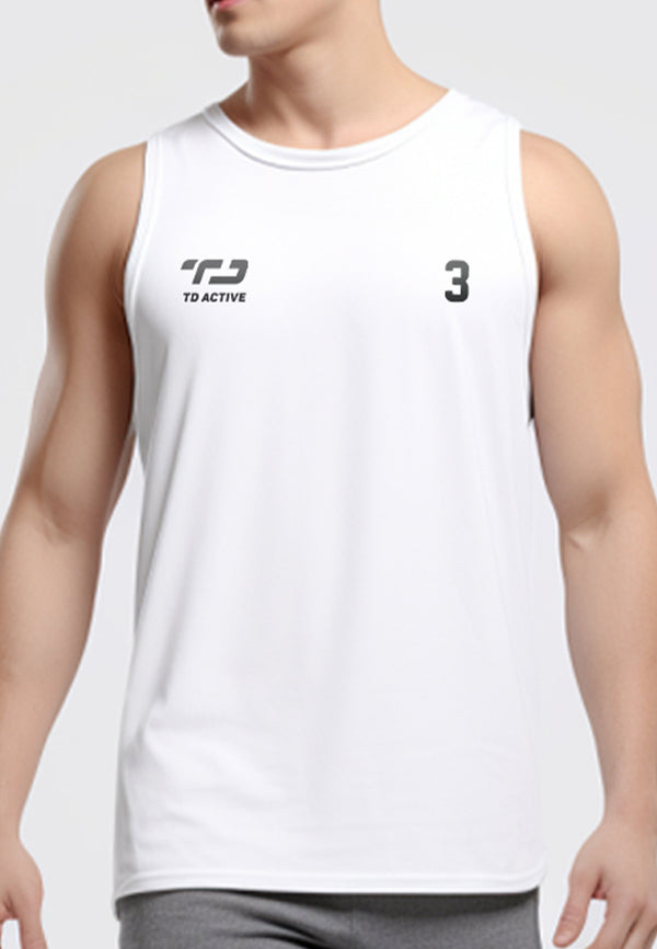 Td Active MS125 slvls Kutung Running Jersey Baju Lari Logo 3 Putih White