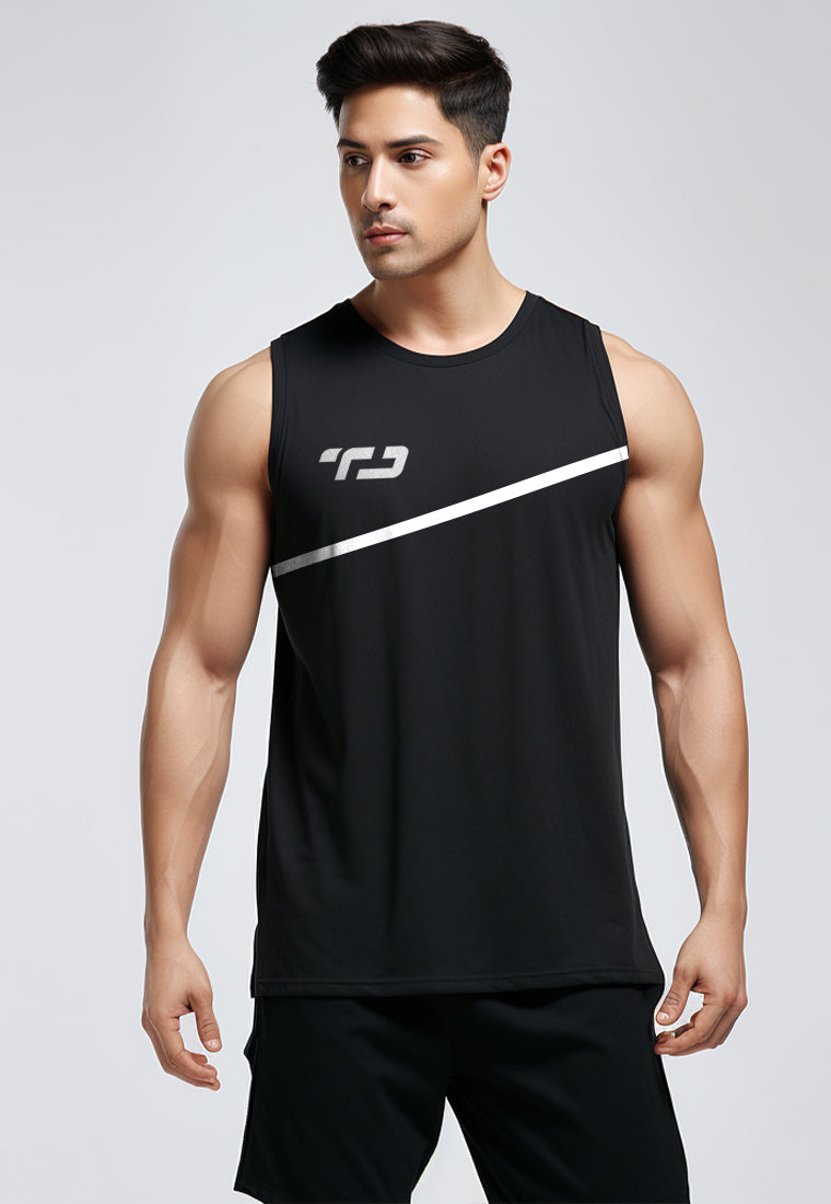 Td Active MS154 Sleevless Kutung Running Jersey Baju Lari Td Active Dakir Slash Hitam