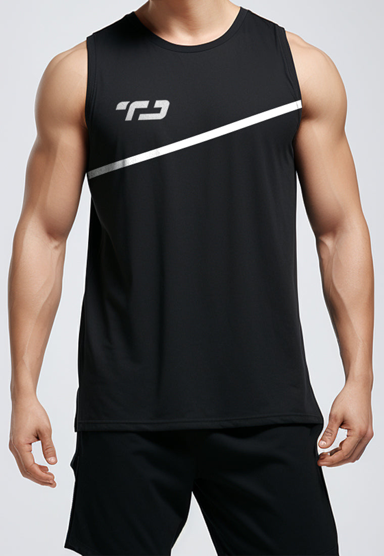 Td Active MS154 Sleevless Kutung Running Jersey Baju Lari Td Active Dakir Slash Hitam