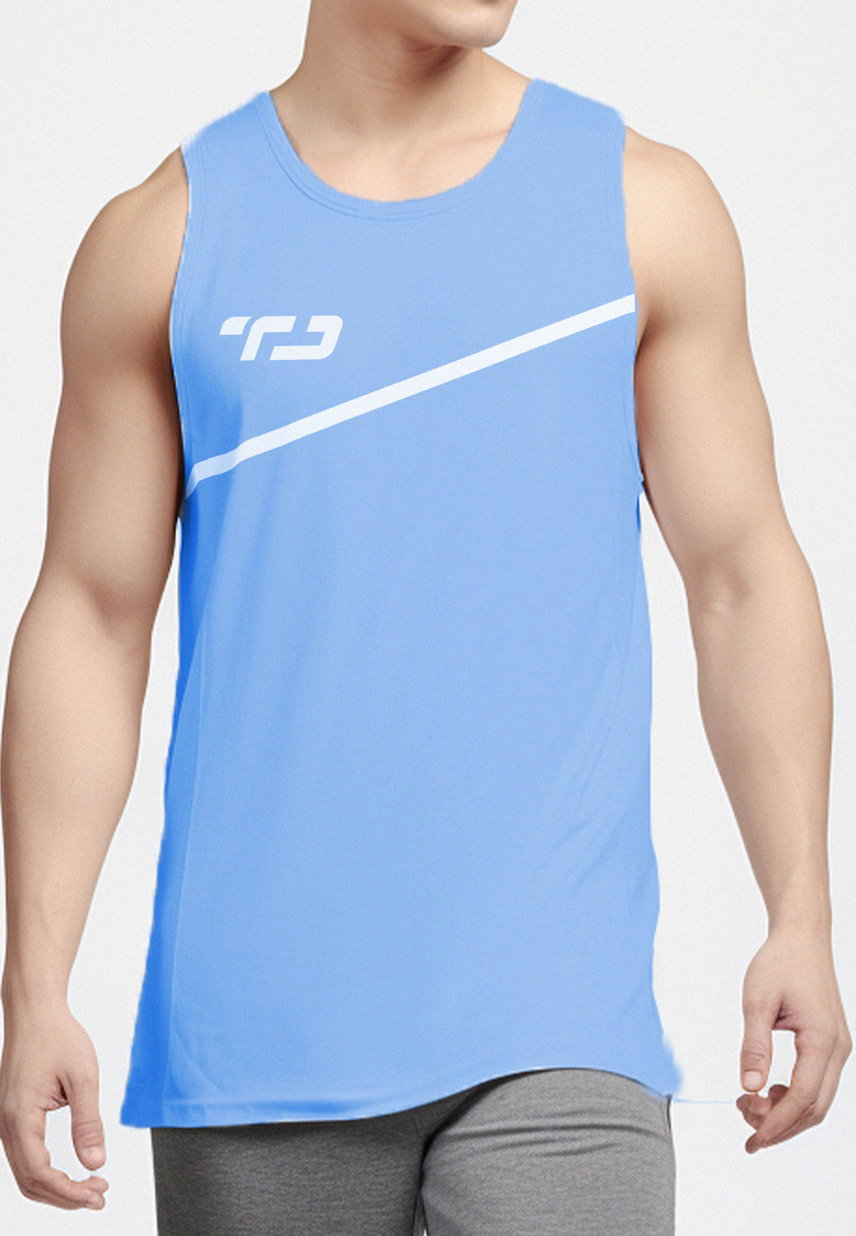 Td Active MS157 Sleevless Kutung Running Jersey Baju Lari Dakir Slash Biru Langit