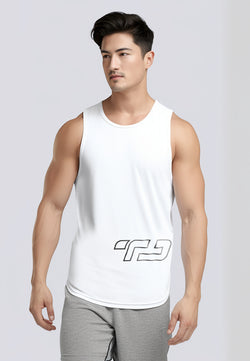 Td Active MS172 Sleevless Kutung Running Jersey Baju Lari Logo Outline Putih