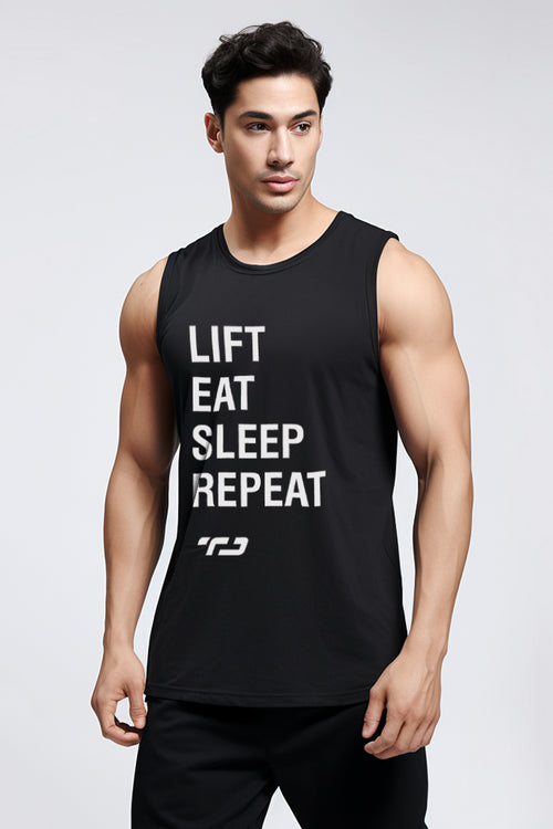 TD Active MS182 kaos gym tank top kutang singlet lift eat sleep repeat hitam