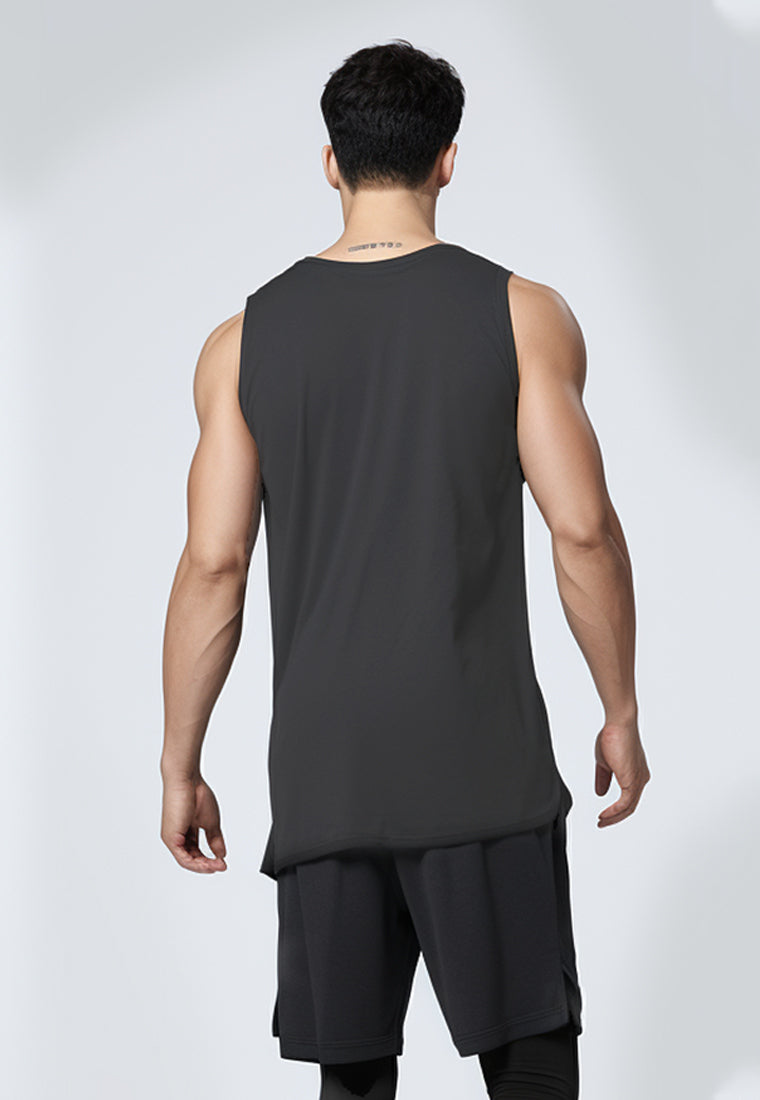 MS191 kaos olahraga gym pria sleeveless tangan kutung singlet tank top td outline dateng abu tua