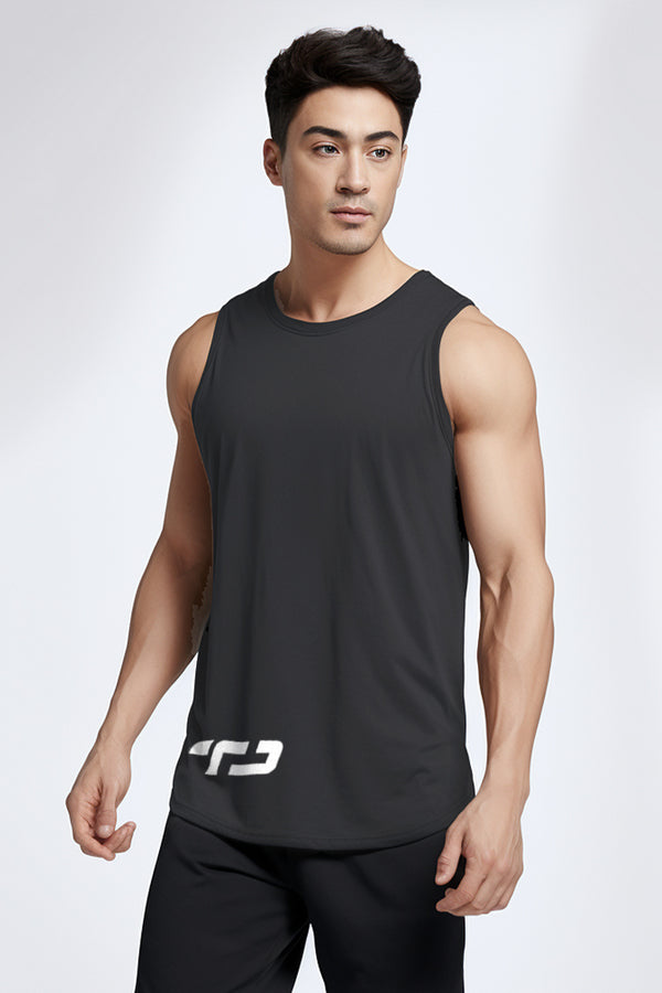 MS192 kaos olahraga gym pria sleeveless tangan kutung singlet tank top td waist abu tua