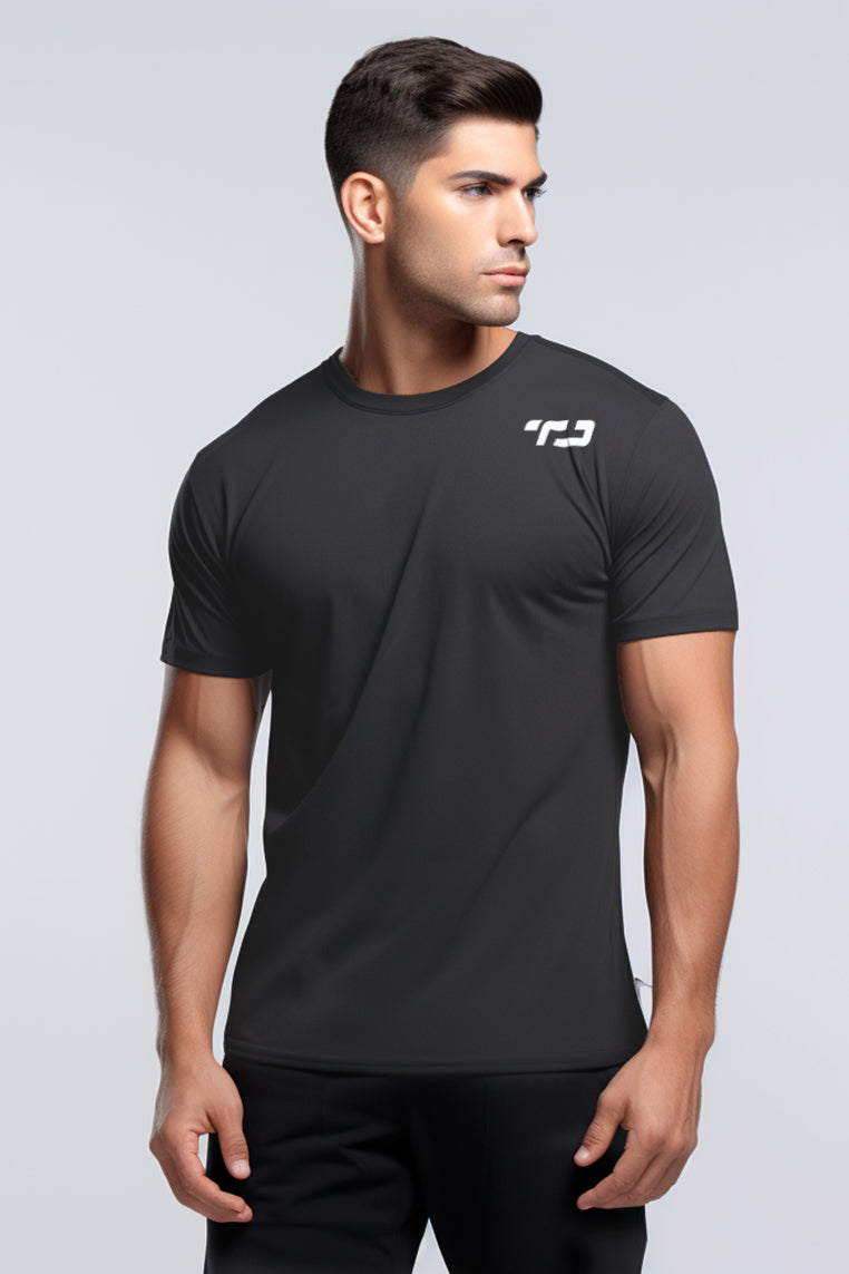 MS196 kaos olahraga gym pria tangan pendek lari running jogging td small shoulder abu tua